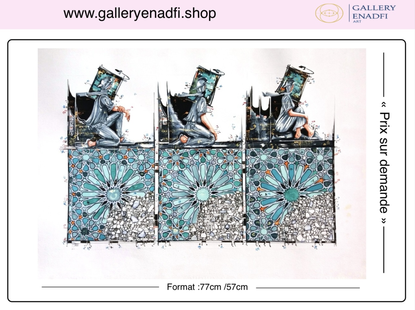 Personnage et Zellige Bleau